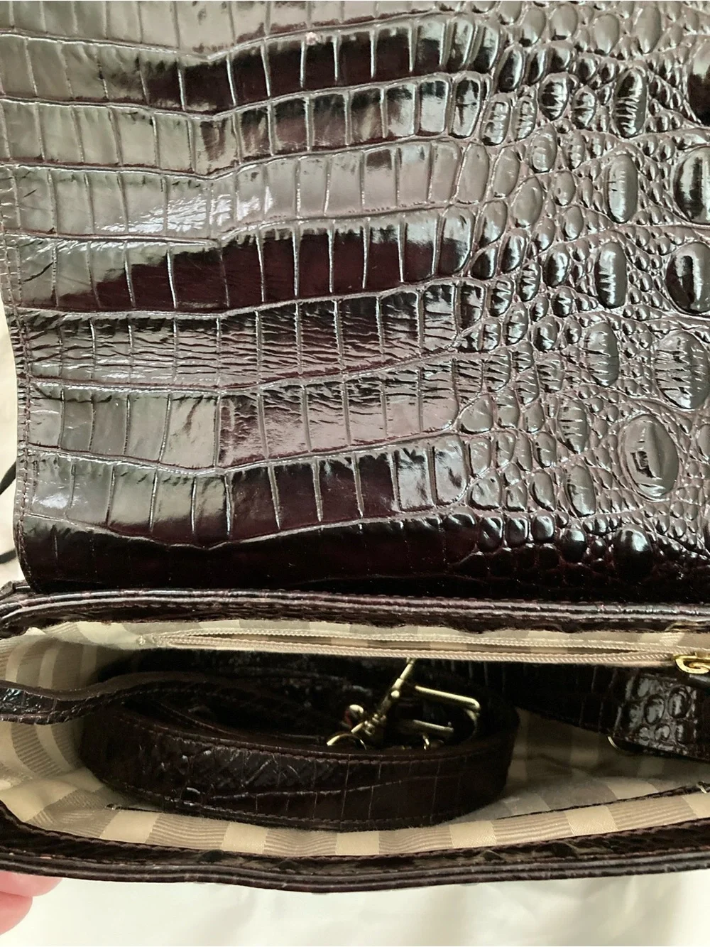 Brahmin Multi-Tone Croc-Embossed Leather Crossbody Bag-Sonny Mini